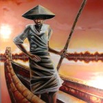 "The Ferry Boatman" oil on canvas by visual artist rEN